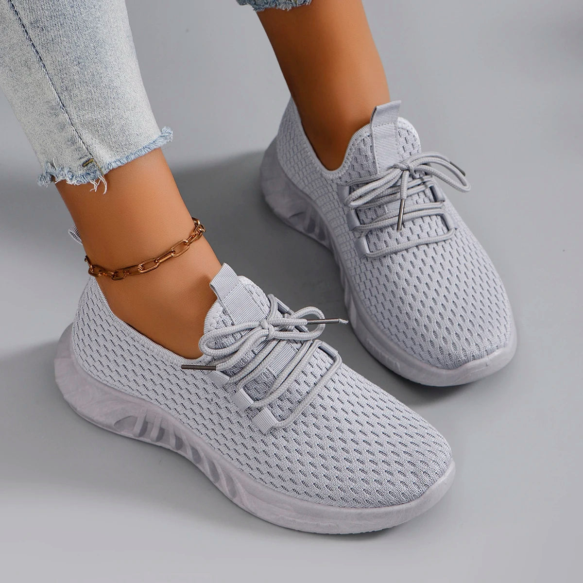 Women’s Summer Breathable Mesh Flats – Casual Sports Shoes