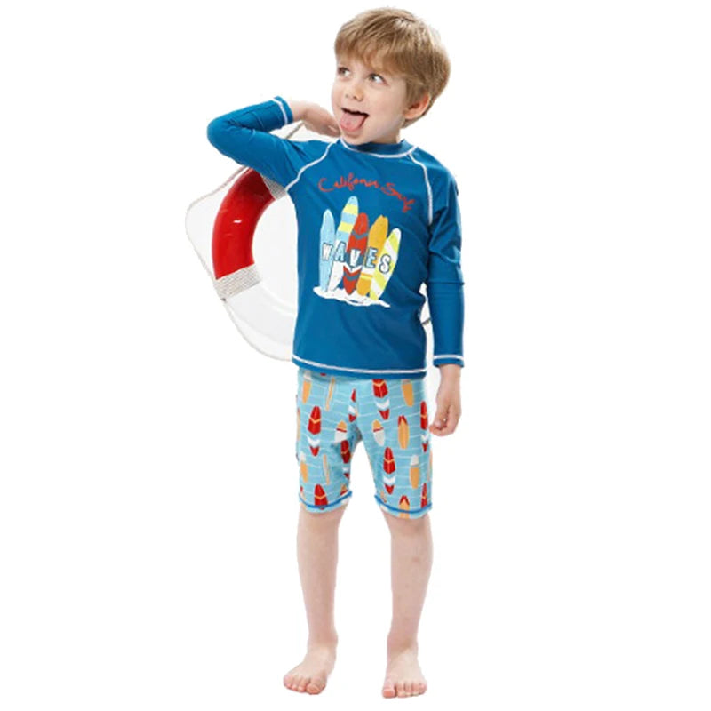 2025 Kids Sun Protective Long Sleeve Swimsuit Boys Girls Bathing Suit