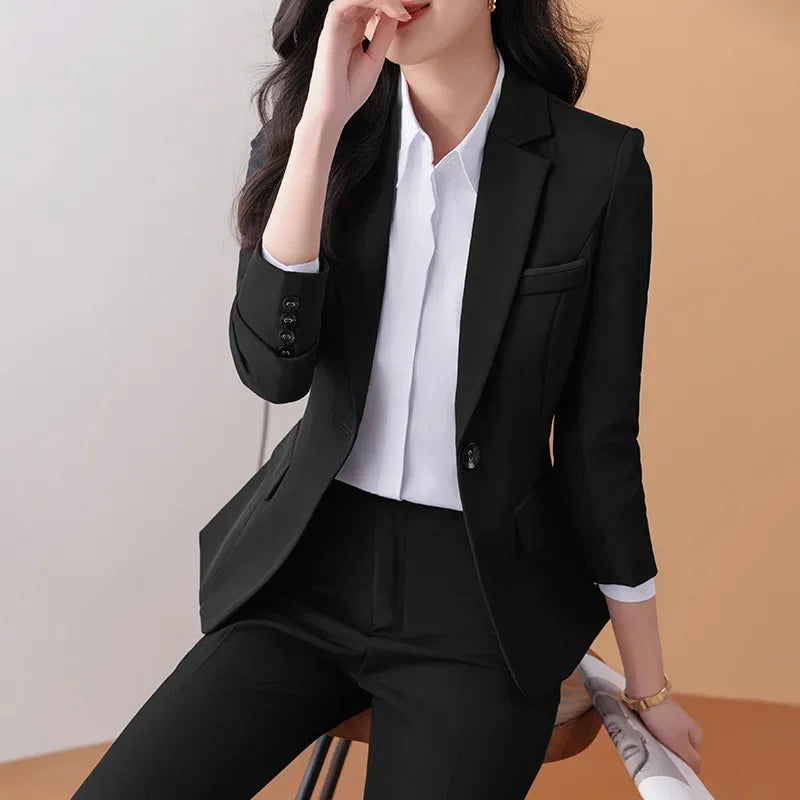 Elegant Black Women’s Suit Jacket – Fashionable Professional Office Workwear