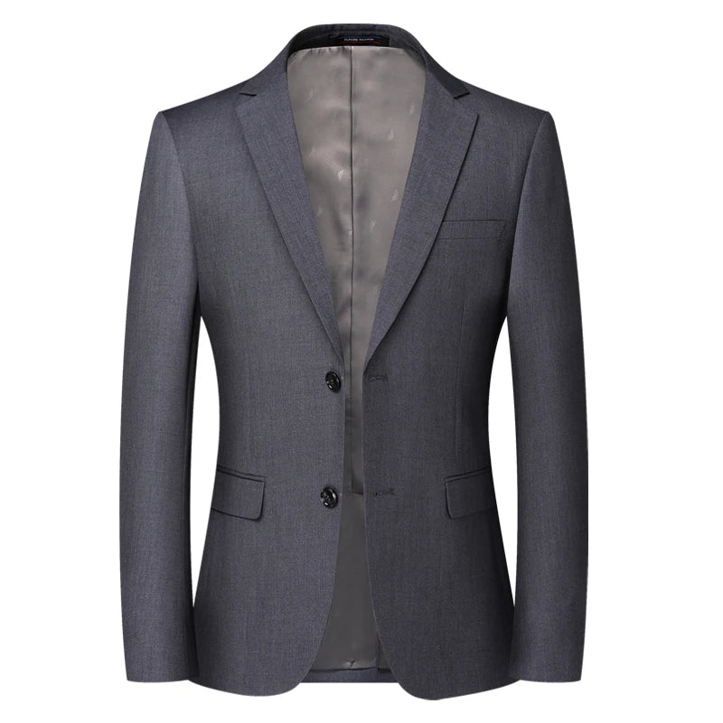 Men's Solid Color Business Blazer – British Style Professional Groom & Wedding Jacket