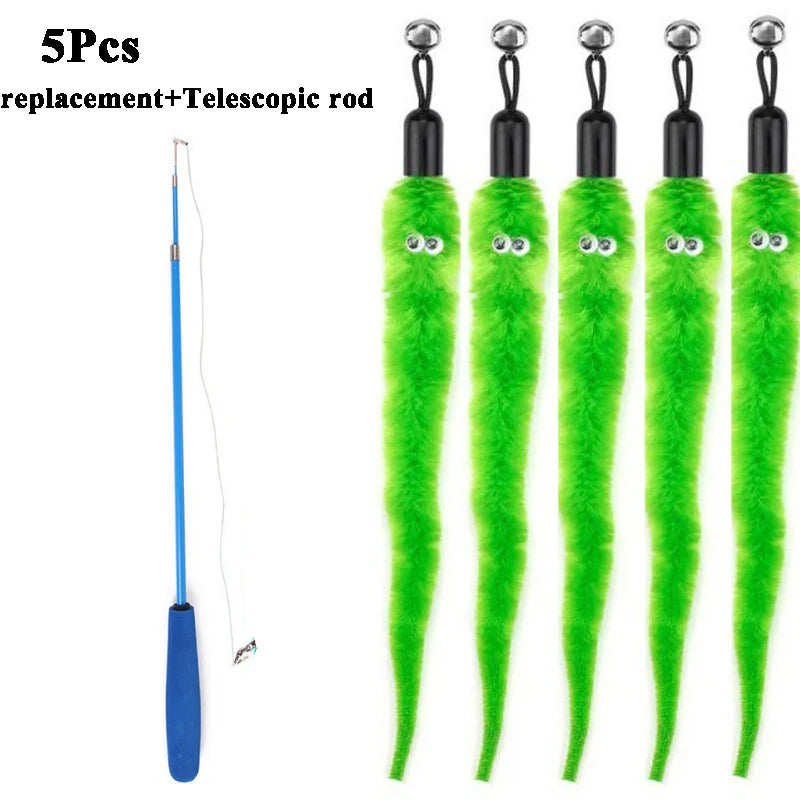 Plush Cat Worm Toy Refill Set – Replacement Heads for Teaser Wands (5/6/10/11 Pcs)