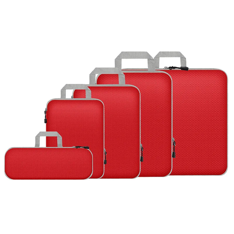 3-7 PCS Compressed Packing Cubes Set | Lightweight Portable Travel Luggage Organizer with Shoe Bag & Mesh Storage