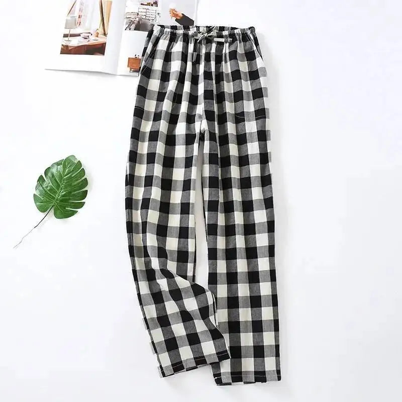 Four Seasons Women's Cotton Sleep Pants | Thin Woven Long Trousers with Side Pockets | Casual Home Pajamas