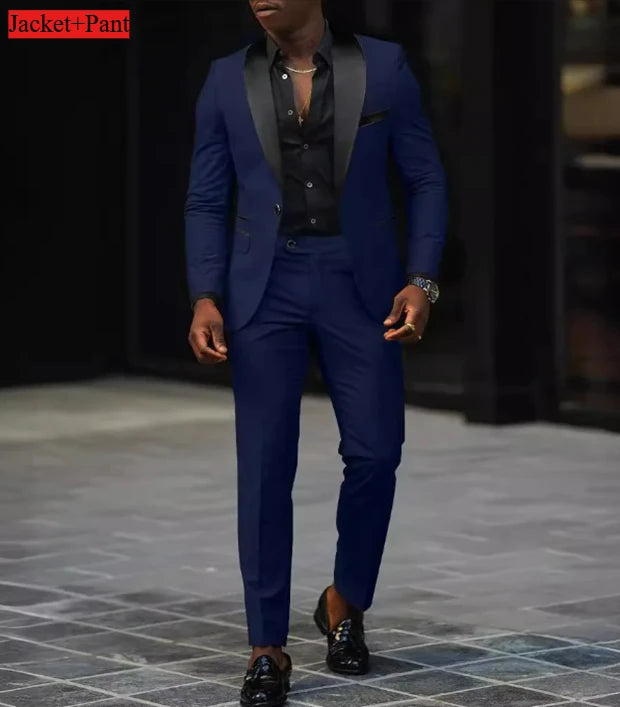 Men's Formal Slim Fit Tuxedo Suit – Luxury Groom & Prom Wedding Outfit