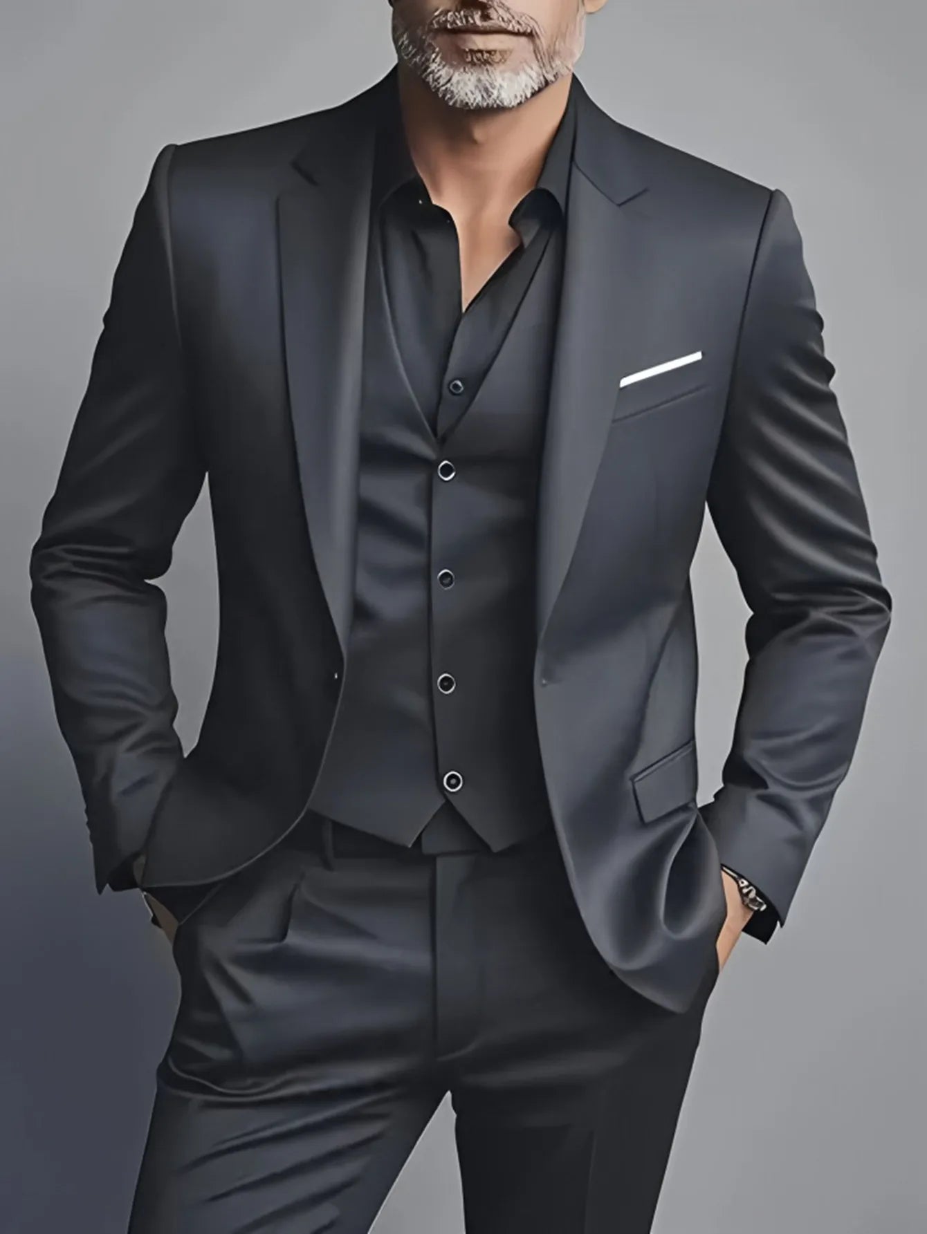 Men's Elegant Slim Fit Tuxedo Suit – Black Formal Wear for Weddings & Events