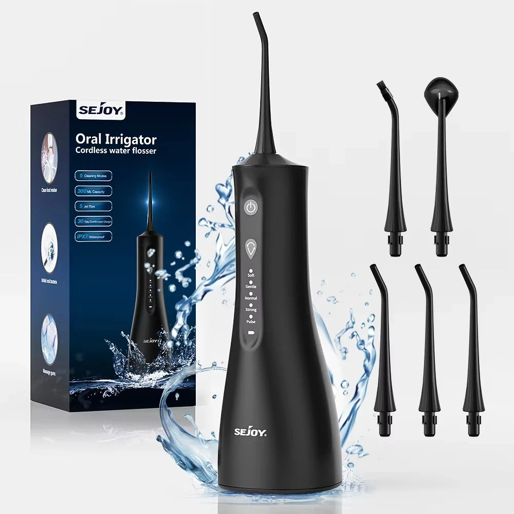SEJOY Professional Electric Water Flosser | 5 Pressure Settings & 5 Jet Tips for Teeth, Gums, Braces & Dental Care