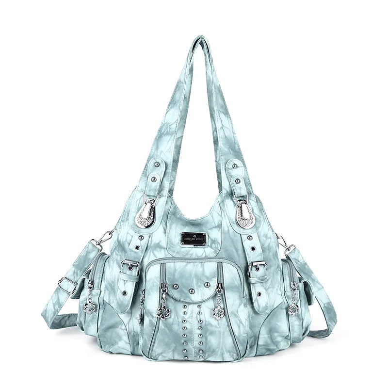 حقيبة يد نسائية من جلد البولي يوريثان من Angel kiss - حقيبة كتف أنيقة، حقيبة كبيرة وحقيبة يد كبيرة