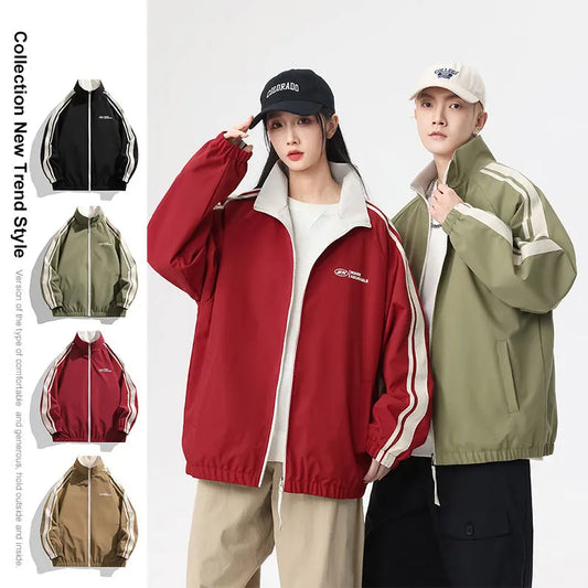 Reversible Outdoor Jacket Men & Women Windproof Splashproof Double-Sided Long Sleeve Coat
