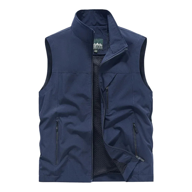 2025 Men’s Fashion Vest – Windproof Solid Sleeveless Waterproof Biker & Outdoor Jacket