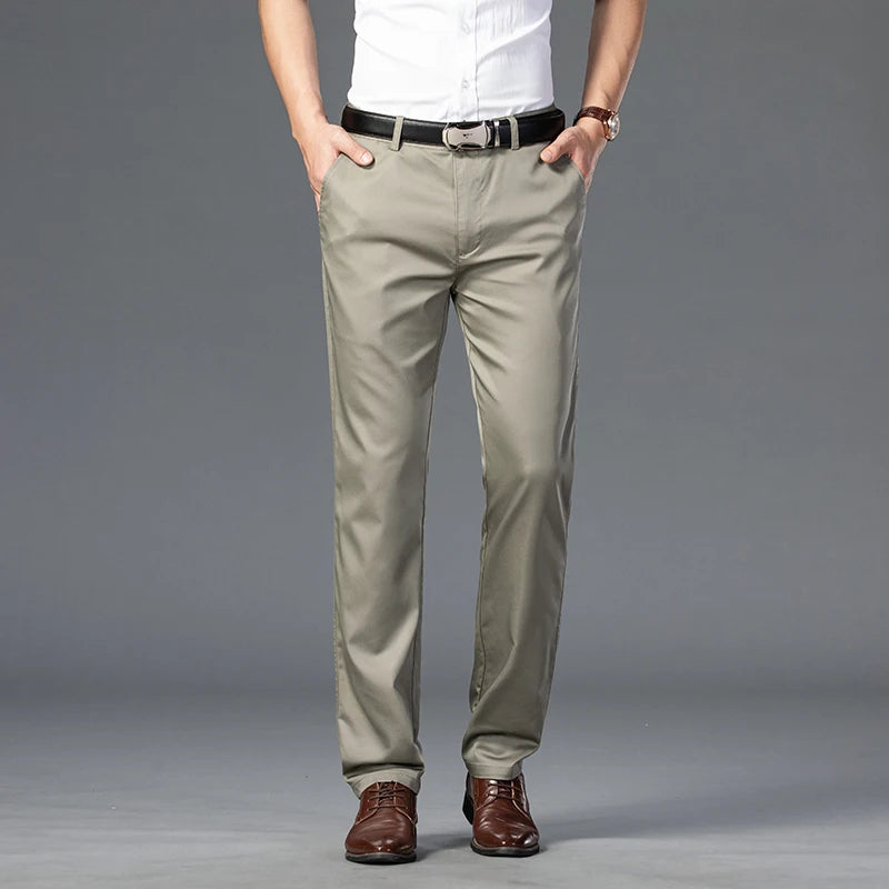 Men's Summer Thin Slim Suit Pants – Fashion Business Casual Cotton Trousers 30-40
