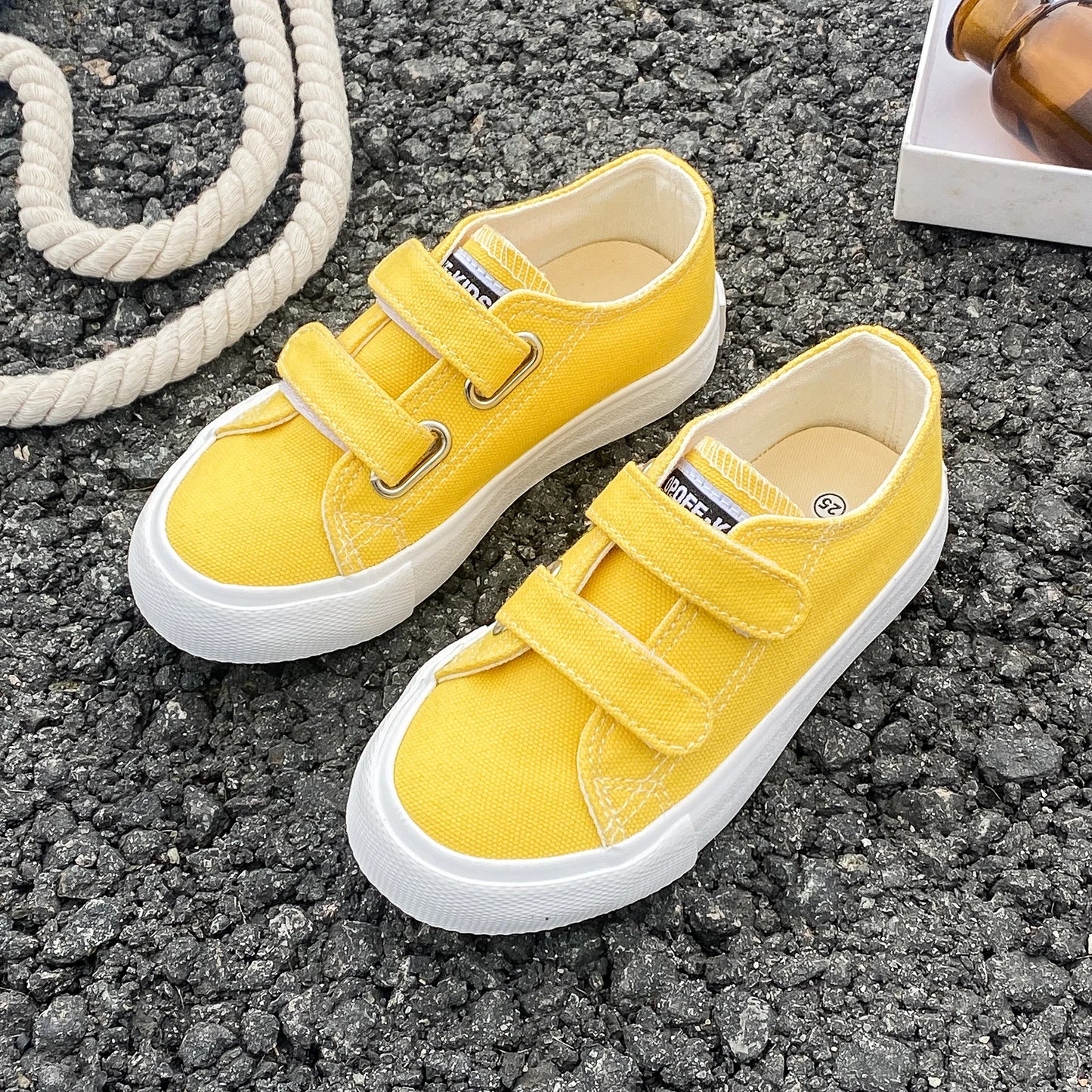 Spring & Autumn Kids Canvas Shoes | Solid Color Soft Sole Skateboard Sneakers for Boys & Girls