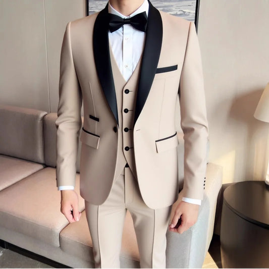 Men's 3-Piece Slim Fit Suit – Jacket, Vest & Trousers for Business, Groom & Formal Wear
