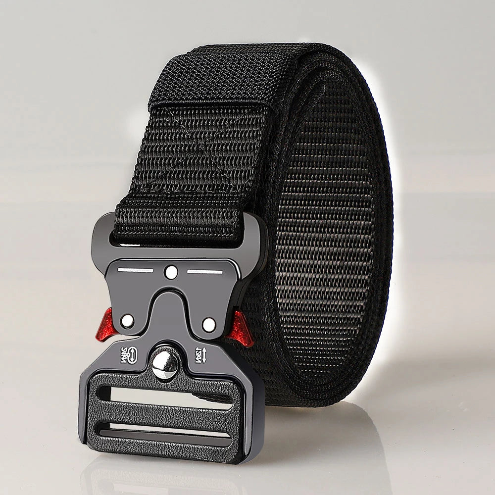 حزام تكتيكي رجالي - حزام خارجي متين وقابل للتعديل للمشي لمسافات طويلة والرياضة والملابس الكاجوال | يناسب البناطيل والجينز، تصميم للجنسين