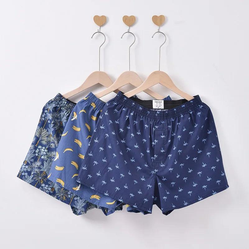 3PCS Men's Cotton Boxer Shorts | Loose Comfortable Arrow Pants Style Underwear | Homewear Boxers