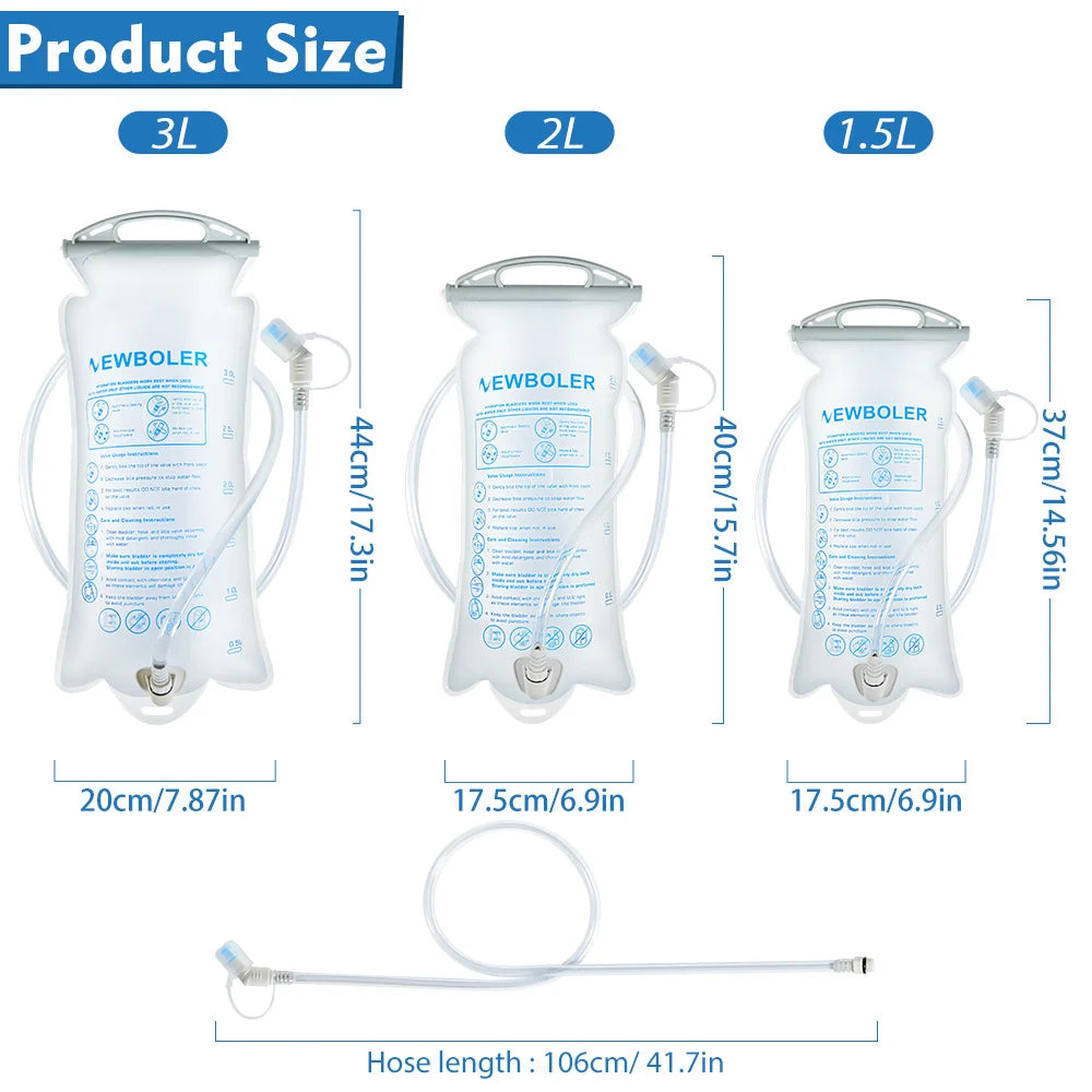 NEWBOLER 1.5L–3L TPU Water Bladder – Folding Hydration Bag for Cycling, Running & Camping