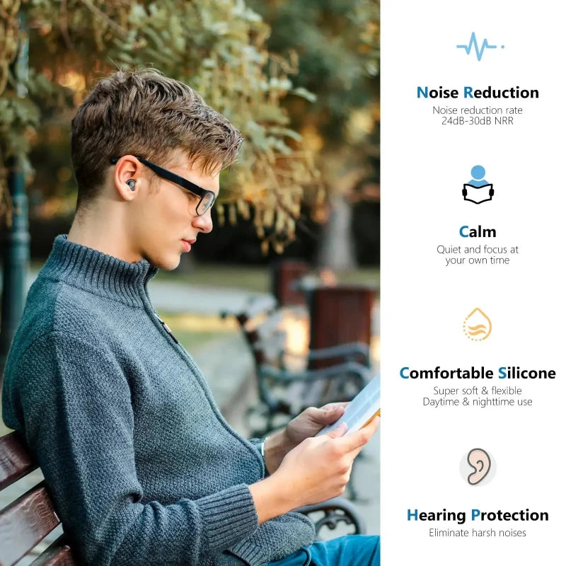 سدادات أذن من السيليكون • النوم والسفر • إلغاء الضوضاء • حماية سمع قابلة لإعادة الاستخدام للحفلات الموسيقية والنوم