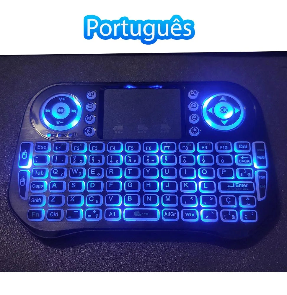 Bluetooth Wireless Mini Keyboard – RGB Backlit, 2.4G USB Receiver, English/Russian/French/Spanish/Portuguese/Arabic/Hebrew Layout for Android TV Box, PC, Laptop, Smart TV
