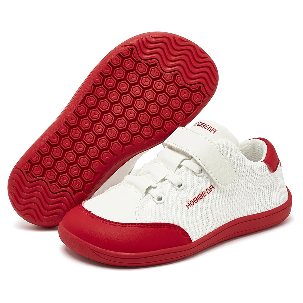 HOBIBEAR Kids Wide Toe Barefoot Shoes | Lightweight Mesh & Leather Minimalist Sneakers for Boys & Girls