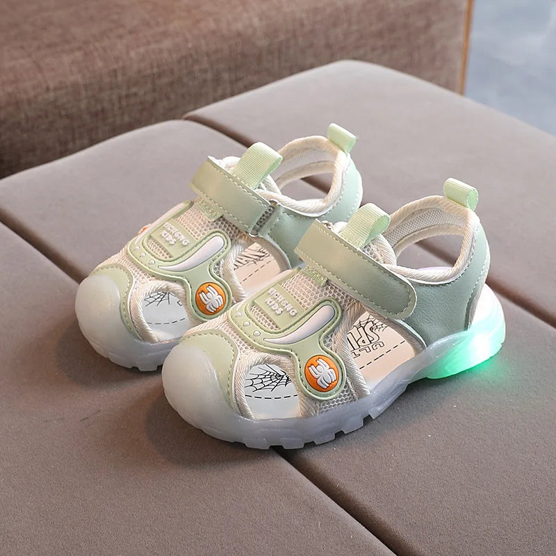 Toddler LED Light Up Summer Shoes – Soft Bottom Sandals with Cartoon Design for Boys & Girls