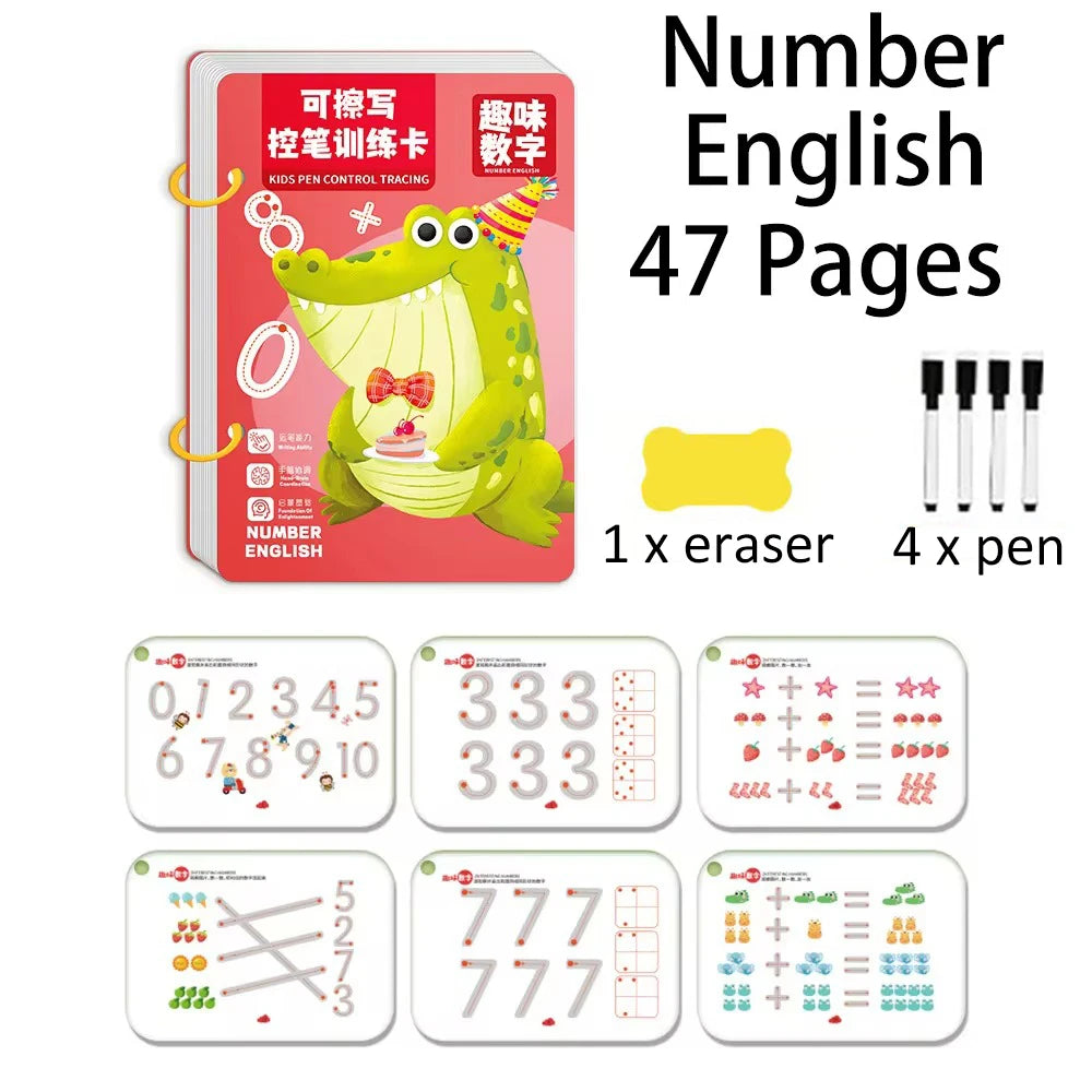 Magical Tracing Workbook – Reusable Calligraphy & Drawing Copybook for Toddlers, Kids Learning & Montessori Practice