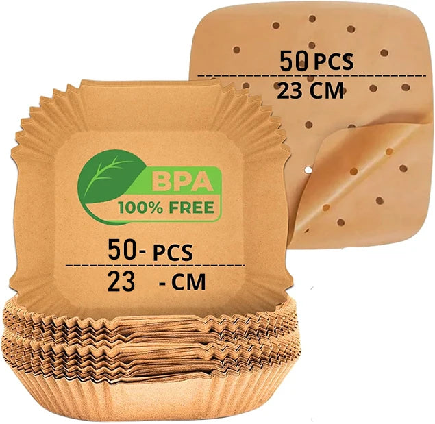 بطانات ورقية للاستخدام مرة واحدة في مقلاة الهواء - صواني خبز غير لاصقة مربعة ودائرية لكوسوري ونينجا