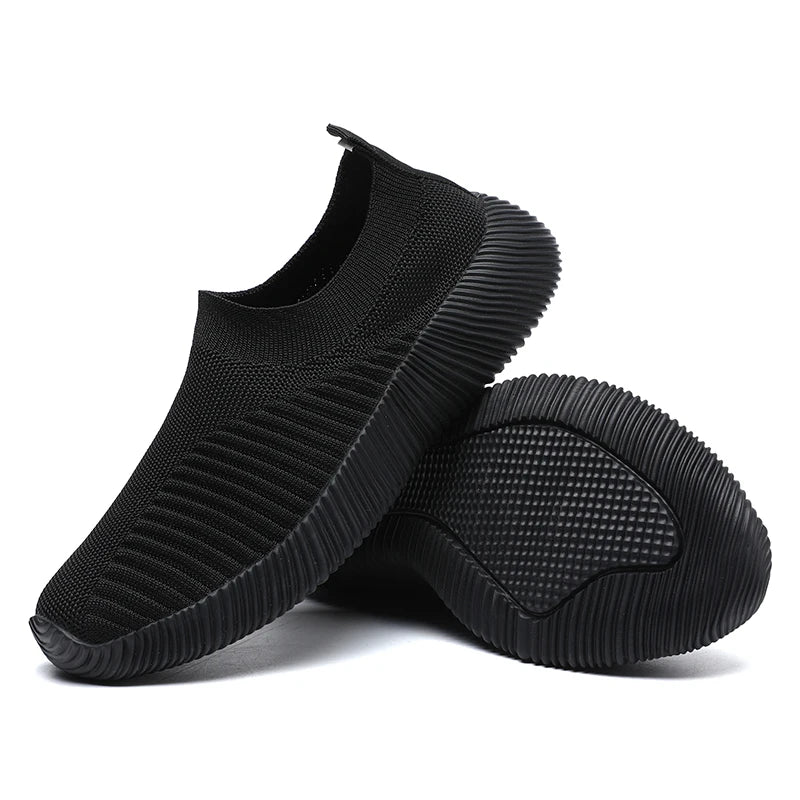 حذاء رياضي نسائي سهل الارتداء مصنوع من مادة مبركنة - أحذية مسطحة وأحذية بدون كعب، مقاس كبير ٤٣