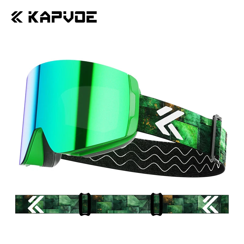 نظارات التزلج الضوئية Kapvoe - عدسات مغناطيسية مضادة للضباب UV400 للرجال والنساء، نظارات رياضية شتوية