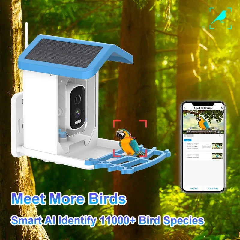 1.5L Smart Bird Feeder with 4MP HD Camera – AI Recognition, Solar-Powered, Full-Color Night Vision, Long Standby Outdoor Feeder