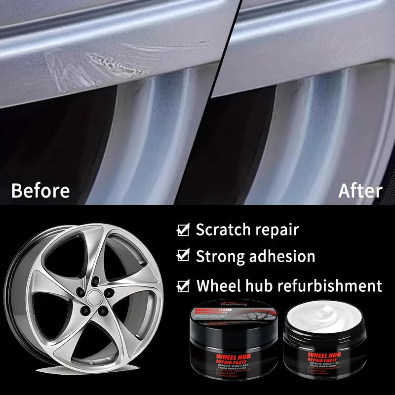 Car Wheel Rim Scratch Repair Paste – Tire & Rim Paint Refurbishment for Black, White, Silver Aluminum Alloy