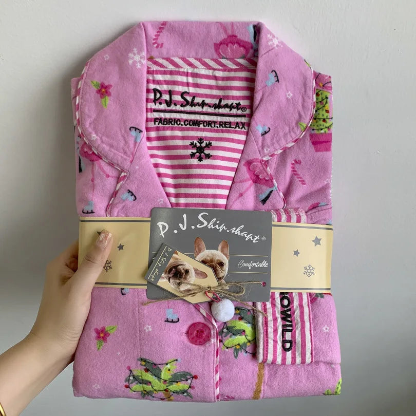 New Women's Loungewear Set | 100% Cotton Loose Cartoon 2-Piece Pajamas | Casual Sleepwear Outfit