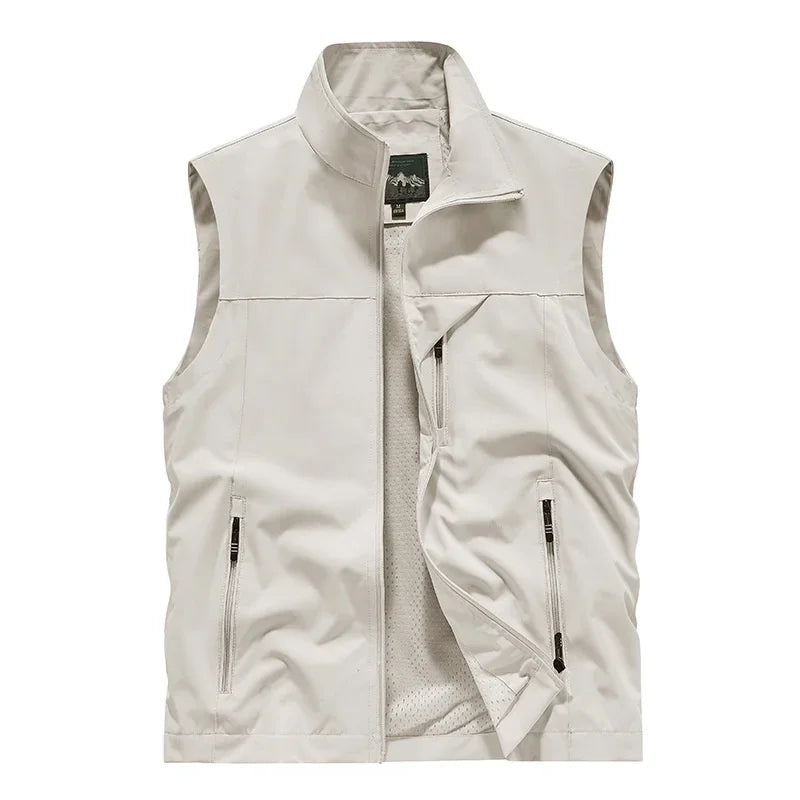 2025 Men’s Fashion Vest – Windproof Solid Sleeveless Waterproof Biker & Outdoor Jacket