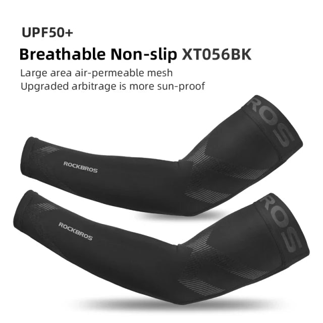 ROCKBROS Armmanschette – Atmungsaktive, schnelltrocknende Armmanschette mit UV-Schutz für Radfahren und Sport – Sonnenschutz-Fitnessbekleidung aus Eisgewebe