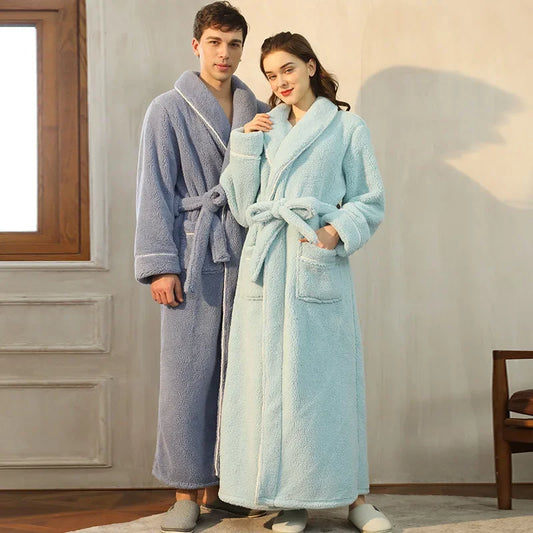 2025 Autumn & Winter Cotton Robe | Thick Comfortable Bathrobe for Men & Women | Large Size Light Luxury Couple Homewear