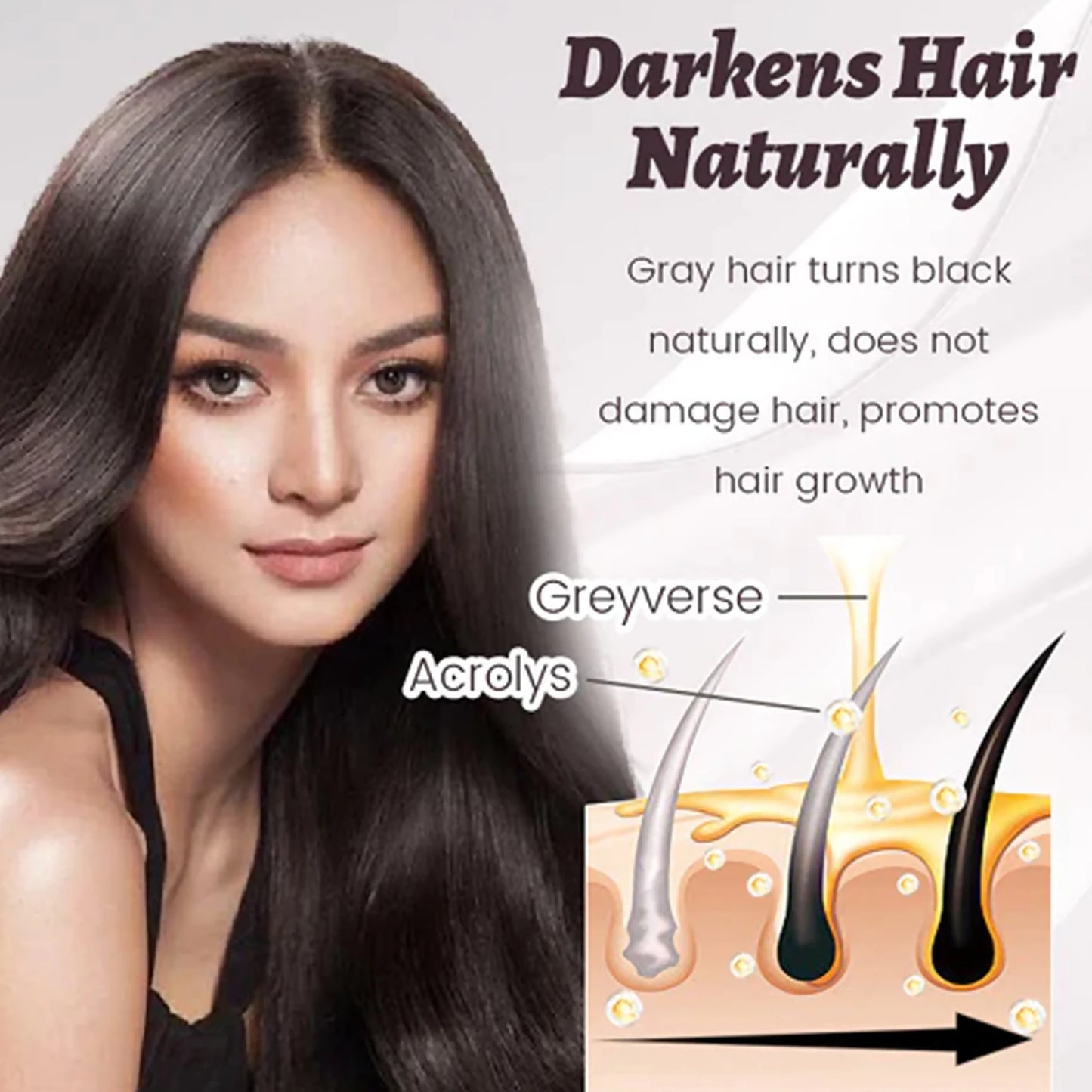 بخاخ لتغميق الشعر - مضاد للشيب، لون طبيعي من الأبيض إلى الأسود، زيت مغذي ومصلح لفروة الرأس