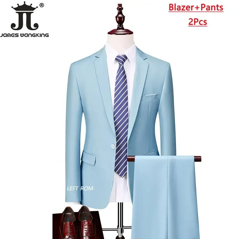 M-6XL 15 Colors Men's 3-Piece Formal Suit – Jacket, Vest & Pants for Business, Groom & Wedding