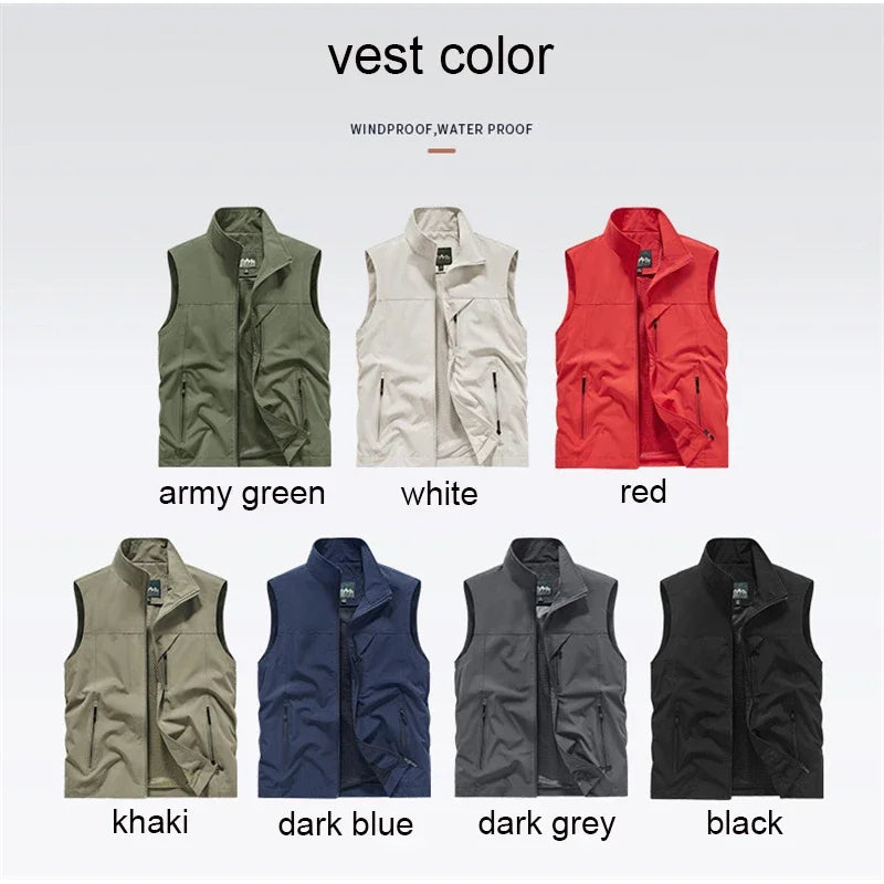 2025 Men’s Fashion Vest – Windproof Solid Sleeveless Waterproof Biker & Outdoor Jacket