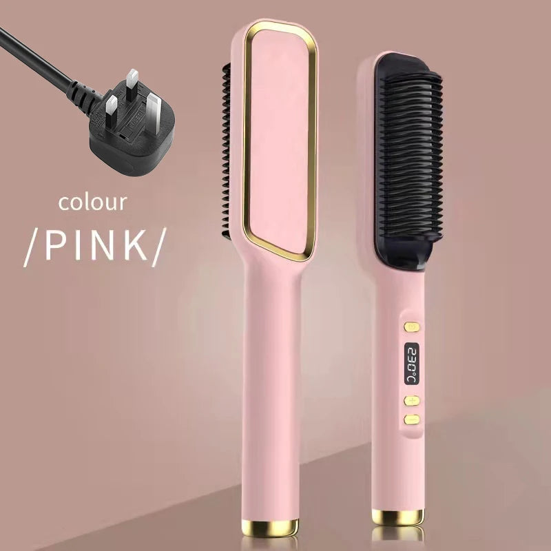 Electric Hot Comb Hair Straightener – Negative Ion Anti-Scald Straightening Brush & Styling Tool
