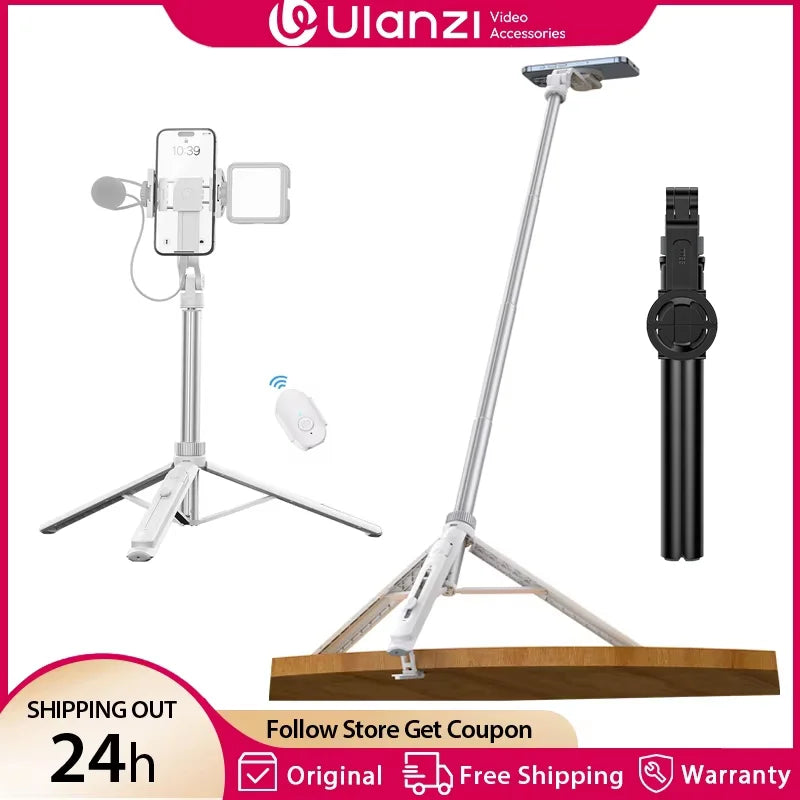 Ulanzi TT88 Overhead Selfie Stick Tripod – 1.44M Phone Tripod with Remote