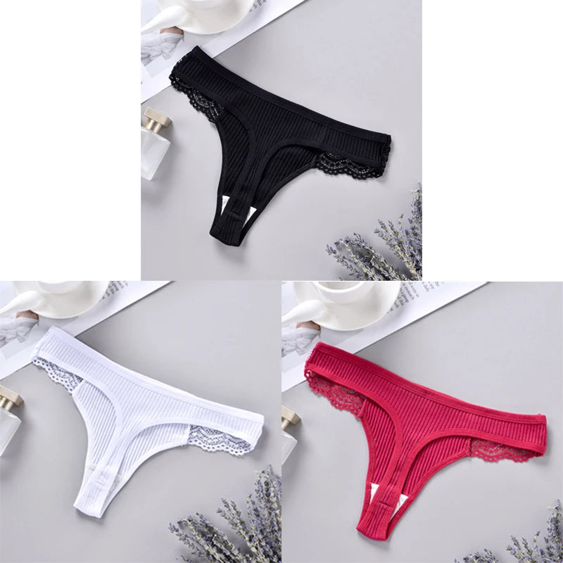 3PCS Women's Cotton Antibacterial Panties – Solid Color G-String, Quick Drying, Soft & Breathable Underwear