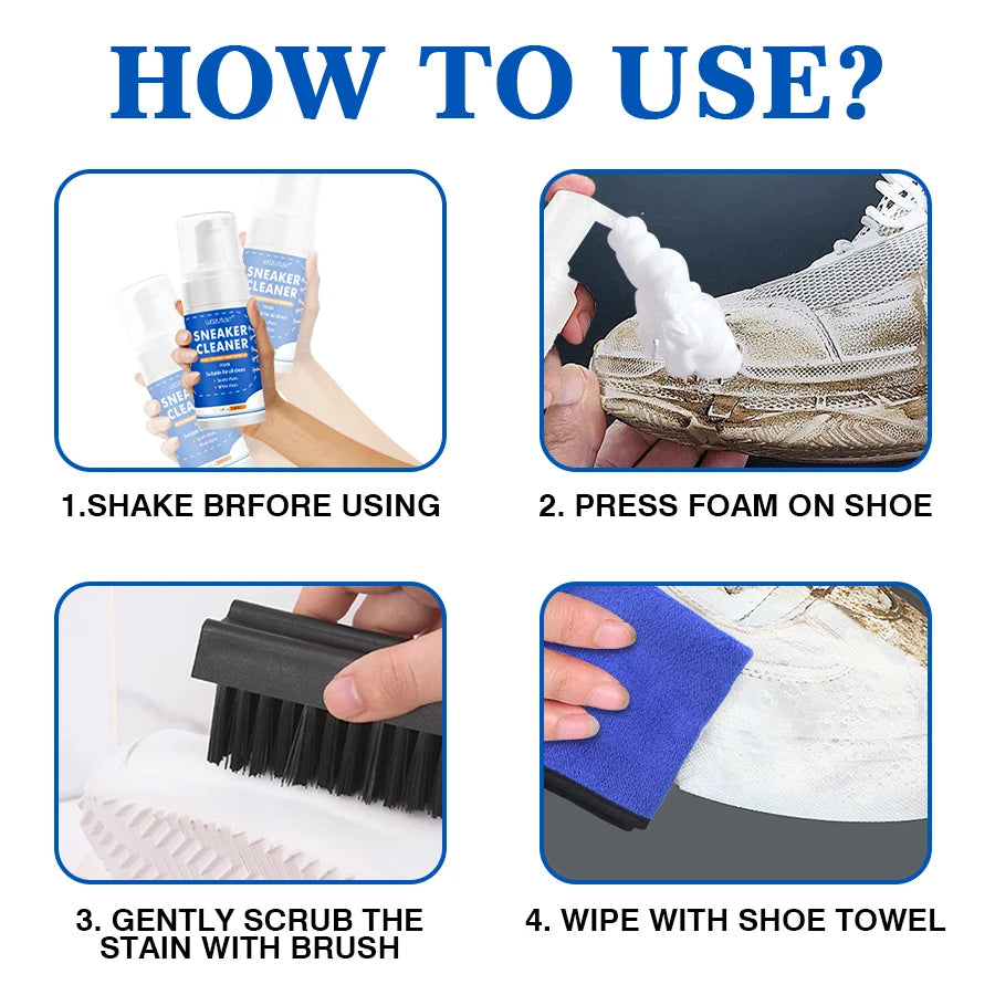 100 ml White Shoe Cleaner – No-Wash Dry Cleaning Foam for Suede, Sheepskin, Matte Leather & Sneakers