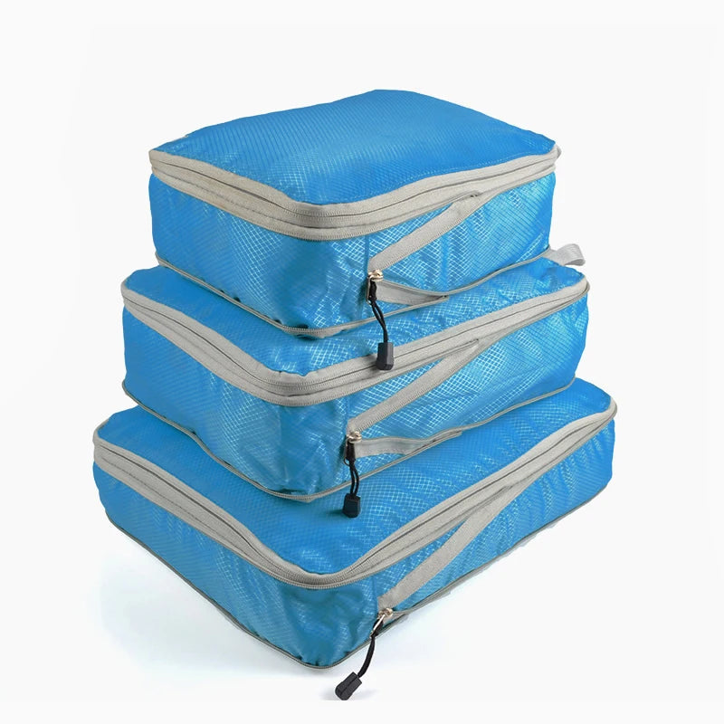 Travel Storage Bag Compressible Packing Cubes | Foldable Waterproof Nylon Luggage Organizer with Handbag