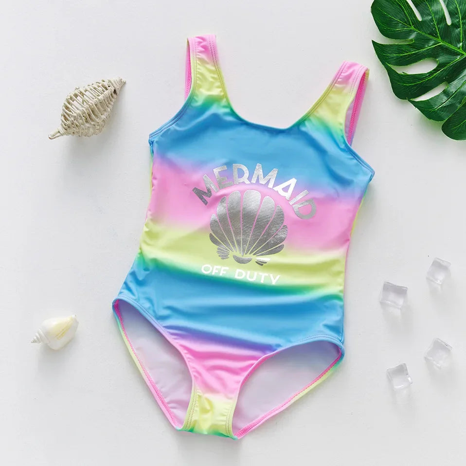 Girls One-Piece Mermaid Swimsuit Fish Scale Unicorn Kids Beachwear Ages 2-8