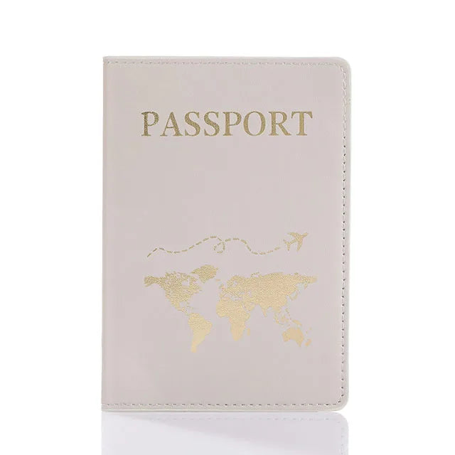 World Map Passport Cover – Hot Stamping Travel Case for Men & Women