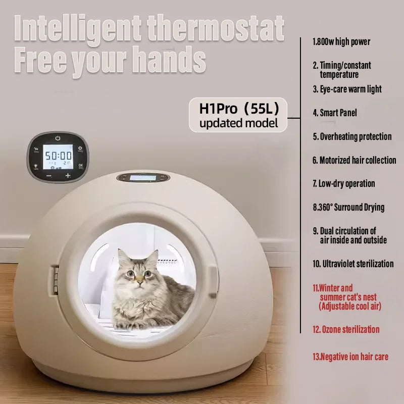 Smart Pet Drying Box – Automatic Temperature Control Dryer with Sterilization for Cats & Dogs