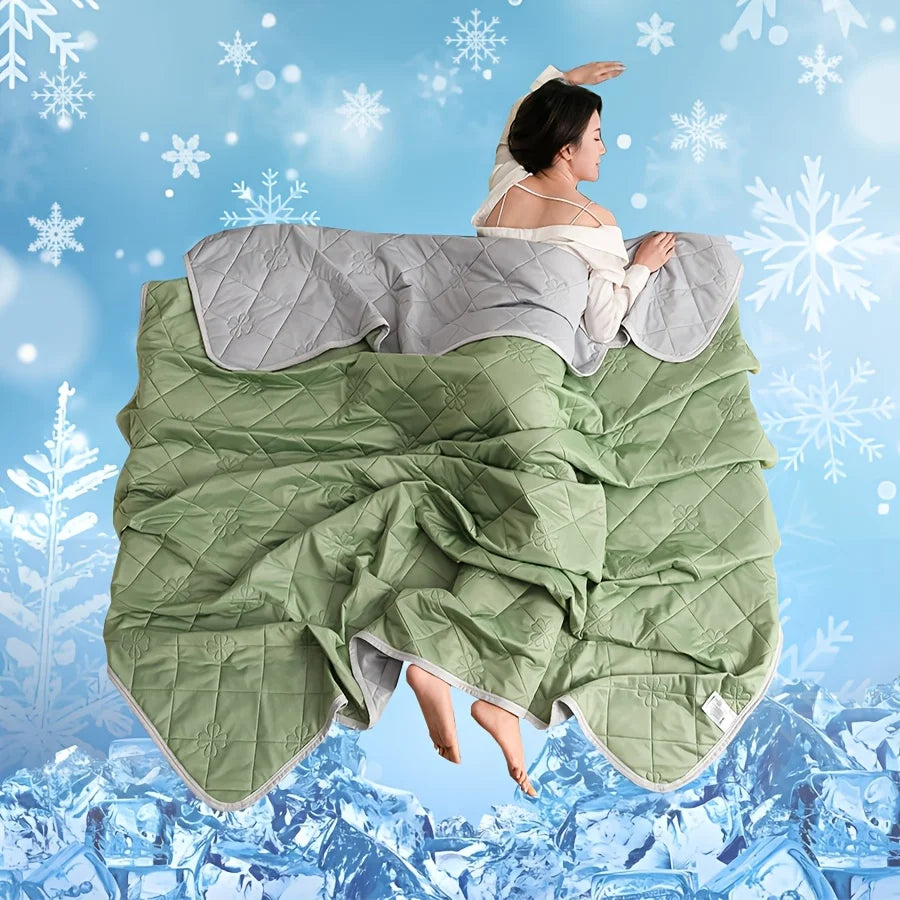 بطانية صيفية من الحرير الجليدي تمنح شعورًا بالانتعاش - لحاف تبريد خفيف الوزن، مضاد للبكتيريا، قابل للغسل