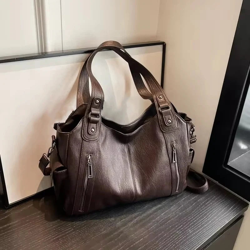 Soft Interior PU Leather Shoulder Bag – High-Quality Fashion Crossbody Bag for Women with Contrasting Colors