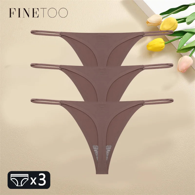 FINETOO 1PCS Women Seamless Thongs – Sexy Low Waist Bikini Panties, Traceless T-Back, XS-XL