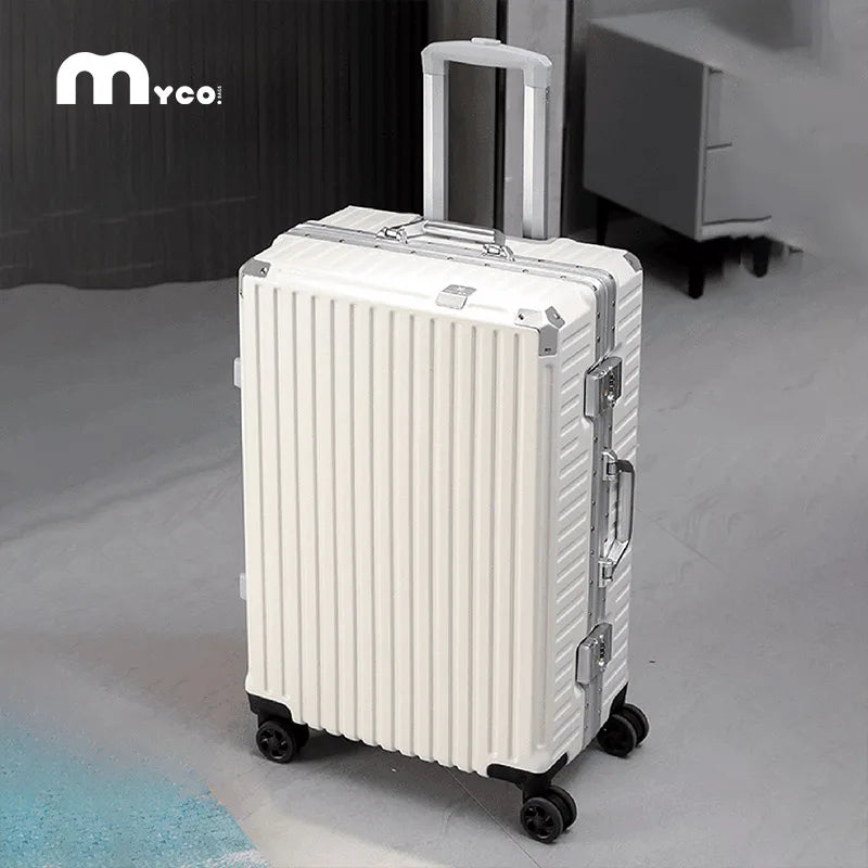 Aluminum Frame Trolley Luggage | Rolling Suitcase with USB & Combination Lock | 20/24/26/28 Inch Carry-On