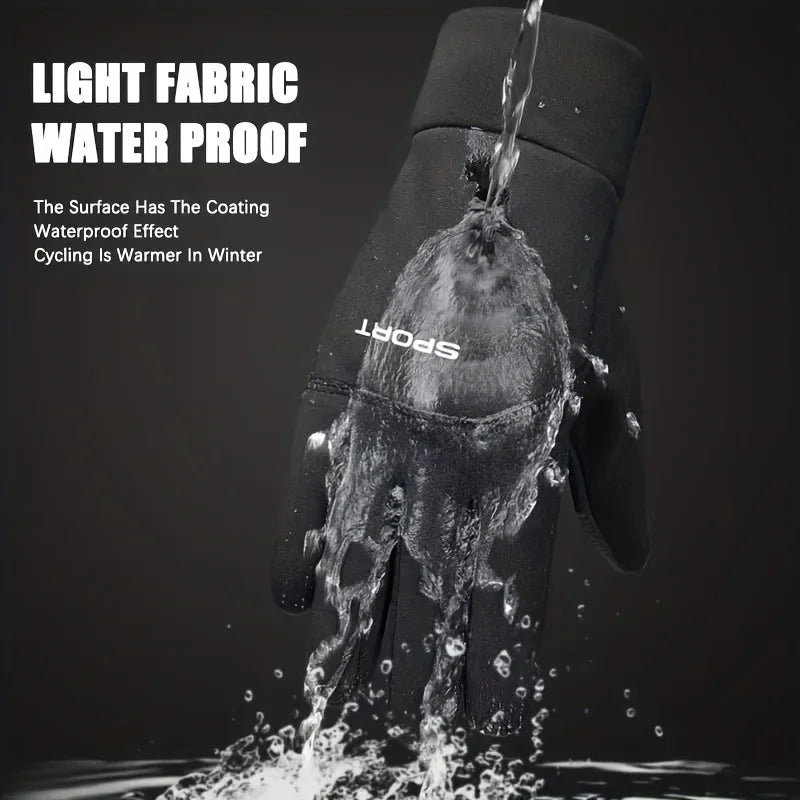 Men’s Winter Waterproof Thermal Cycling Gloves – Touchscreen Warm Non-Slip Gloves for Ski, Running & Motorcycle