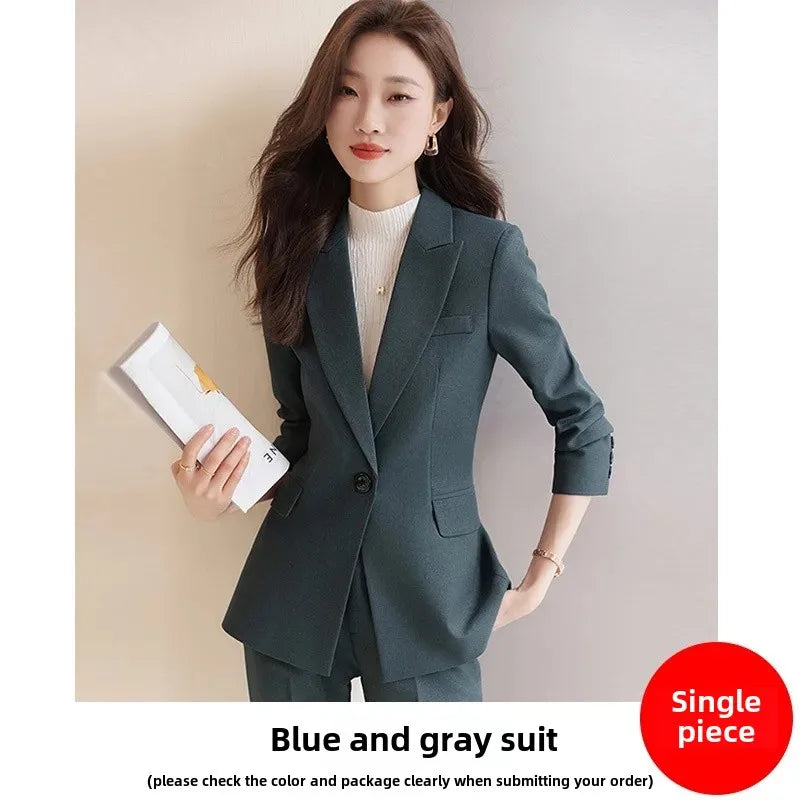Zihong Women’s Grey Suit Set – High-End Elegant Autumn Fashion Outfit